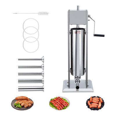 Heavy Duty Stainless Steel Sausage Stuffer Machine – 15LBS/7L Manual Meat Filler with Dual Speed, 4 Stuffing Tubes, Perfect for Home & Commercial Kitchens