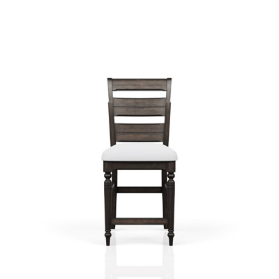 Counter Stool With Dark Chocolate Seat And Graceful Ladderback Upholstered Artistic