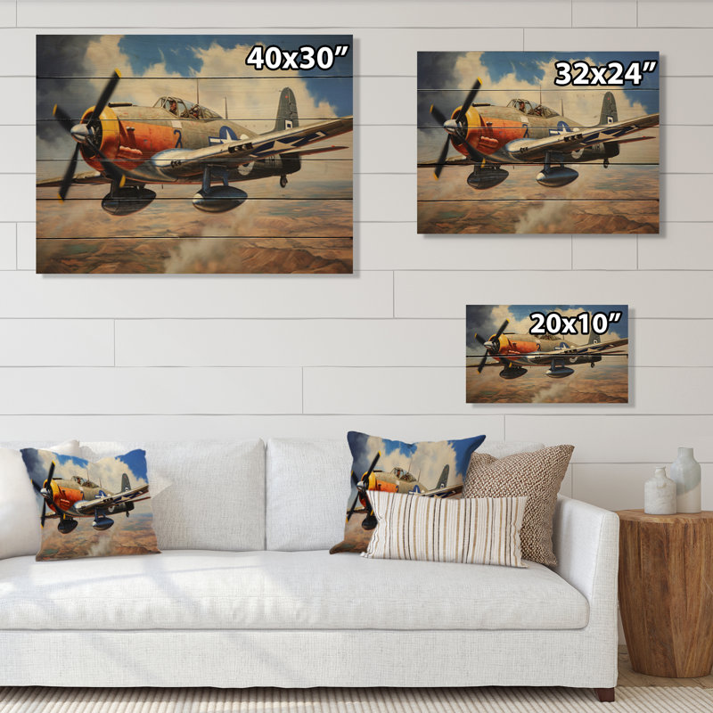 P51B Avion Skyline II sur bois, H 10 po x l 20 po x P 0,78 po