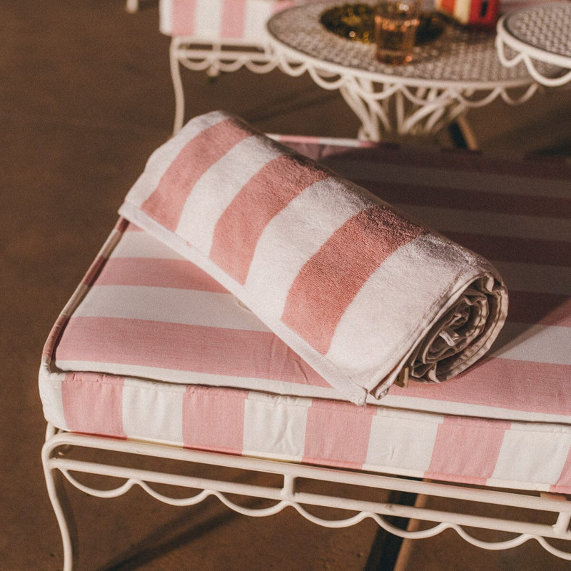 Striped 100% Cotton Beach Towel, Crew Pink Striped