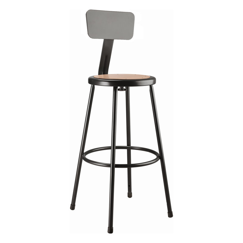 Backed Adjustable Backrest Ergonomic Industrial Stool with Footrest, 30"