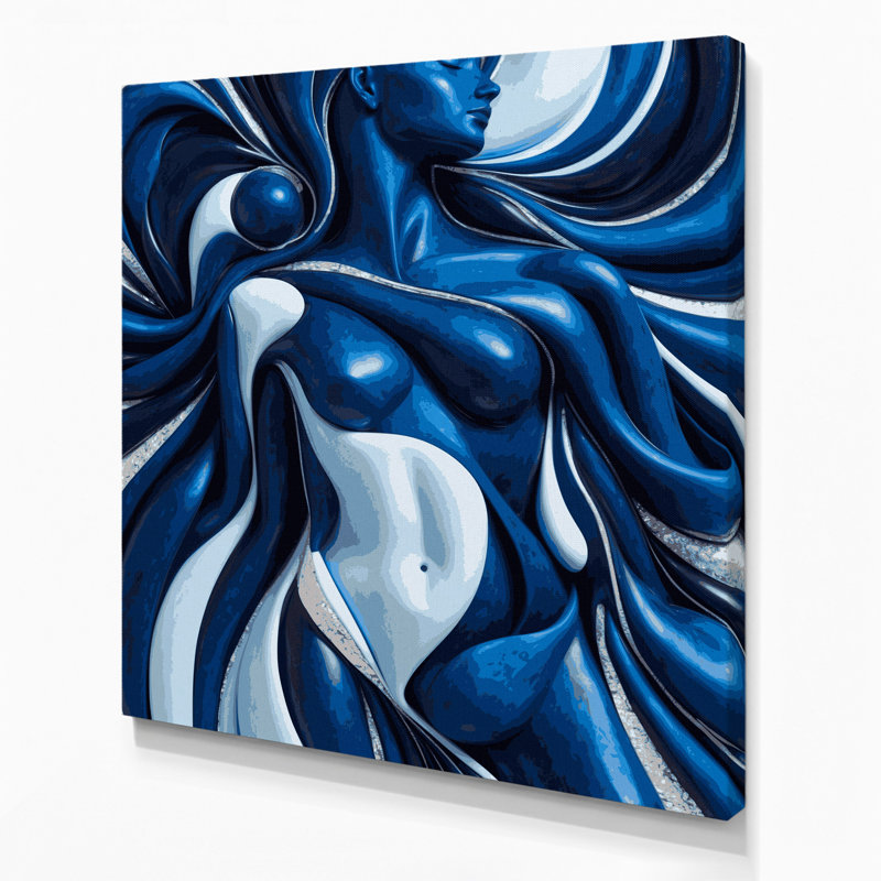 Art mural abstrait sur toile bleue, H 8 po x l 8 po