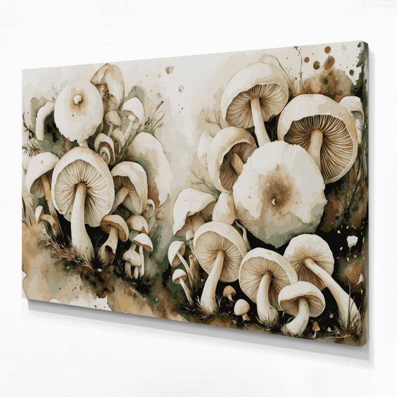 Vegetables Button Mushroom Beige Canvas Wall Art, 11" H x 14" W
