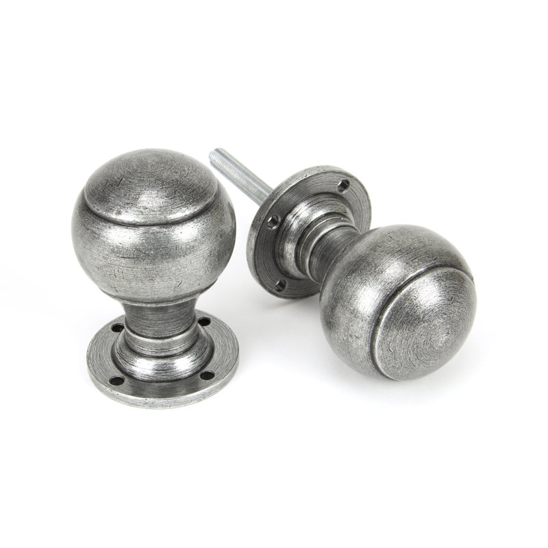 Regency Mortice/Rim Knob Set, Pewter Patina