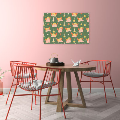 «Christmaspatternno51 Peaceful Retro Vintage Winter Landscape», reproduction d'art mural