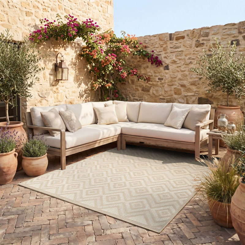 Tapis intérieur / extérieur à motif géométrique Klowie, Rectangle 9 pi x 12 pi
