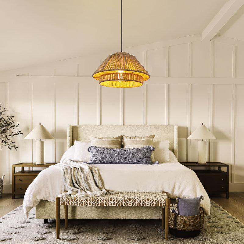 Luminaires de lustre en corde de chanvre tissés à la main à 2 niveaux Farmhouse, luminaires suspendus 1 lumière Boho