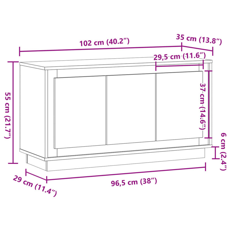 Mattawa 102cm Sideboard, Artisan Oak