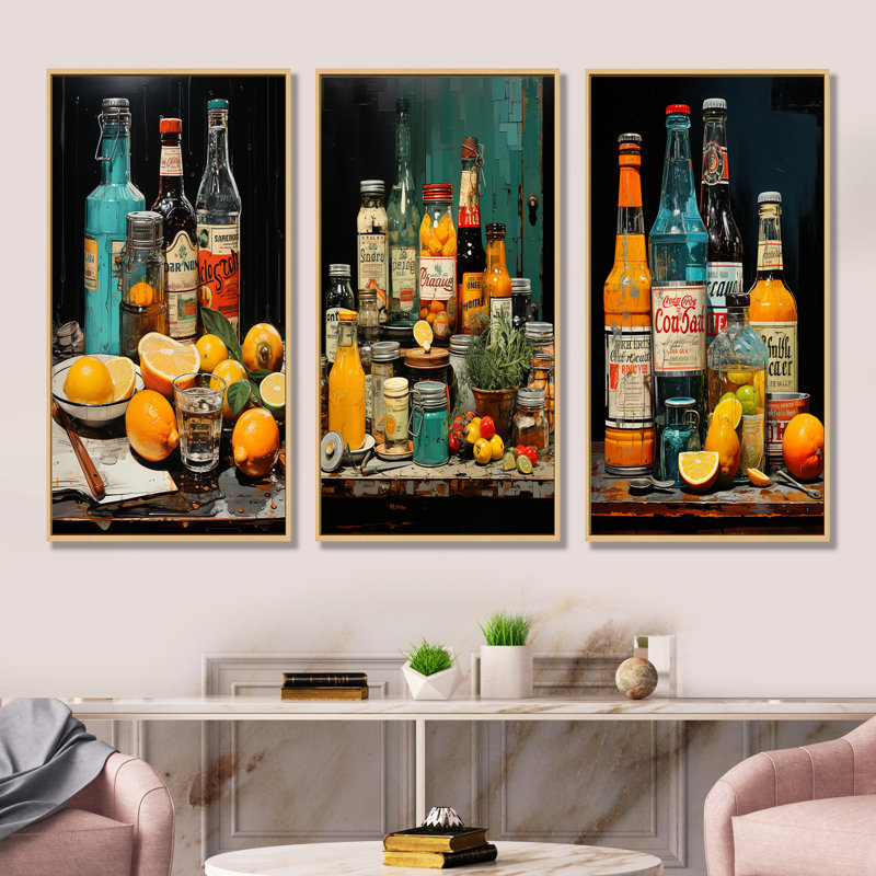 Zeste urbain cocktail et condiments, Cadre flottant brun, H 28 po x l 36 po