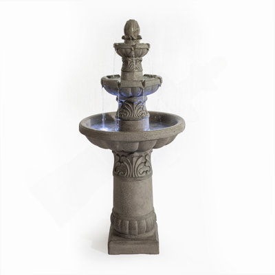 3-Tier Garden Decor Outdoor Led Fountain - 52''H Outdoor Garden Fountains & Waterfalls