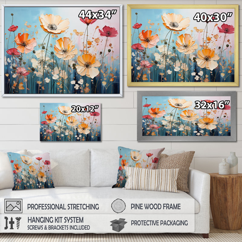 «Meadow Bliss Collage III», reproduction sur toile, H 12 po x l 20 po, Cadre photo argenté