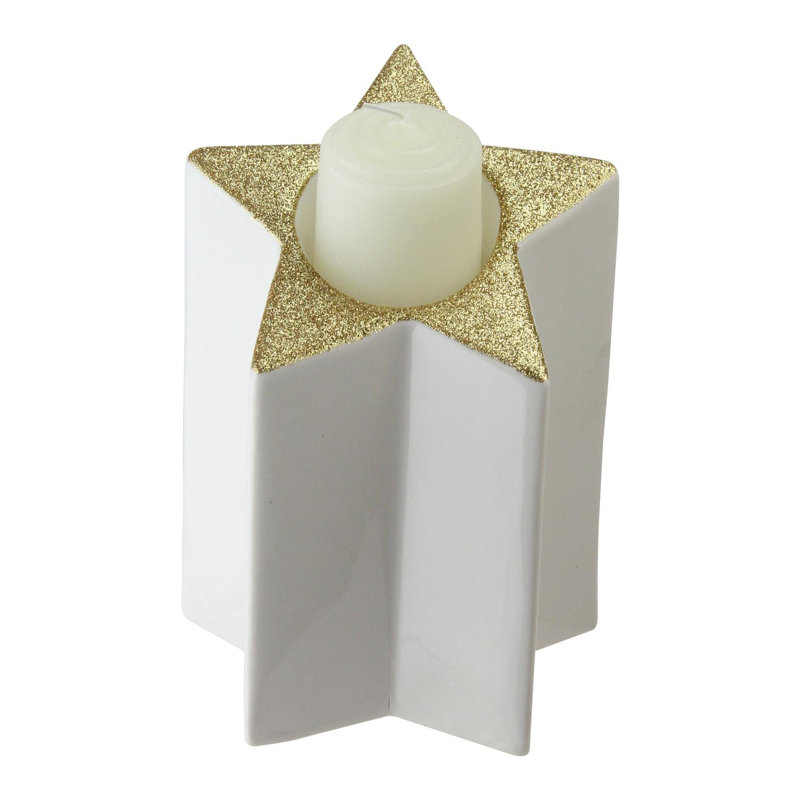 Porte-bougie scintillant, H 6,25 po x l 4,75 po x P 4,75 po, Or