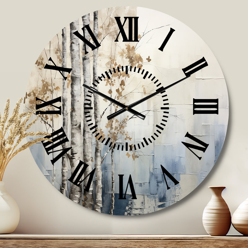 Horloge murale forêt bleue et blanche Harmony Winter Face, Médium
