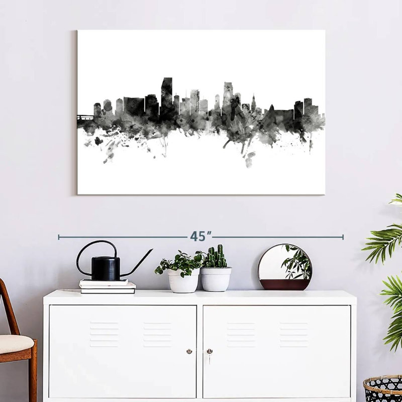 Silhouette de Sirci Miami, Floride, horizon V, H 26 po x l 39 po