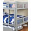 Lit superposé double au-dessus, finition grise, style transitionnel, attaché, rails avec serrure, 13 pièces Lattes, bois massif, lit de configuration de chambre à coucher avec structure de joint de verrouillage, idéal pour l'agencement