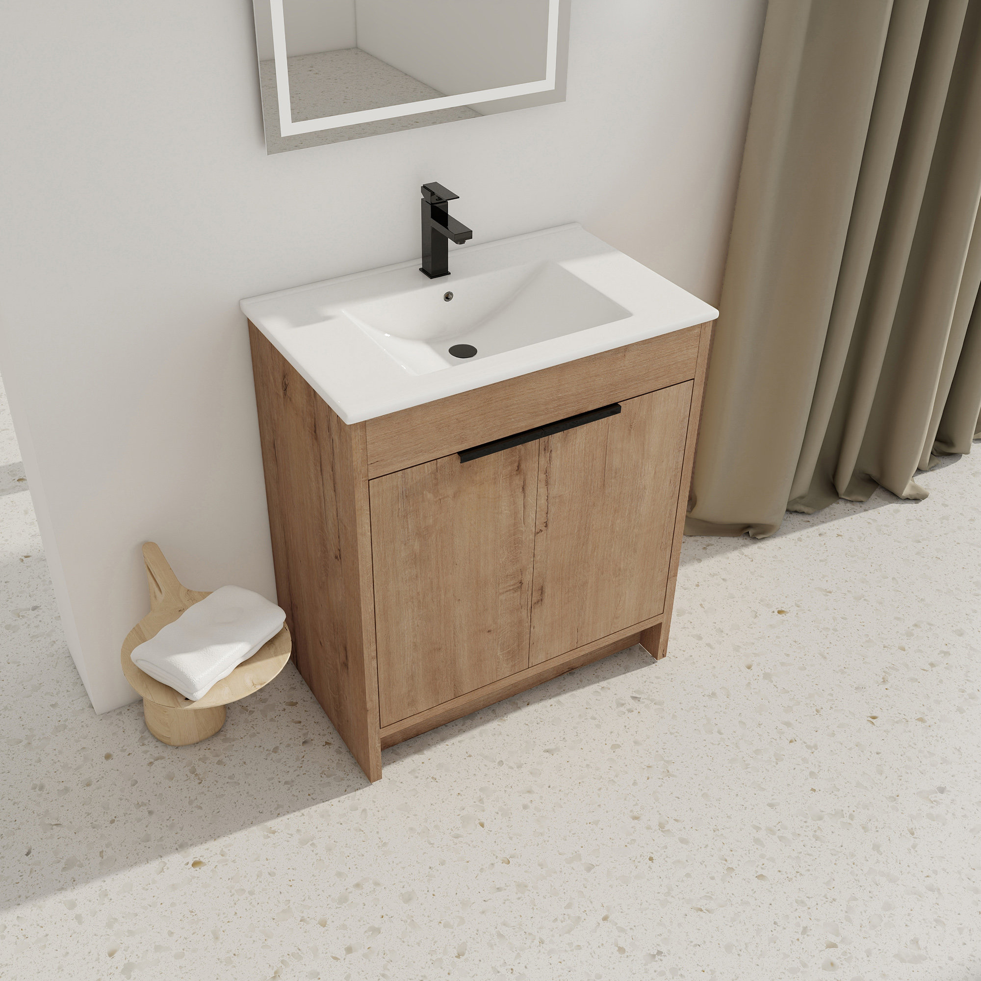 Hokku Designs Addisun 30'' Single Bathroom Vanity with Ceramic Top ...