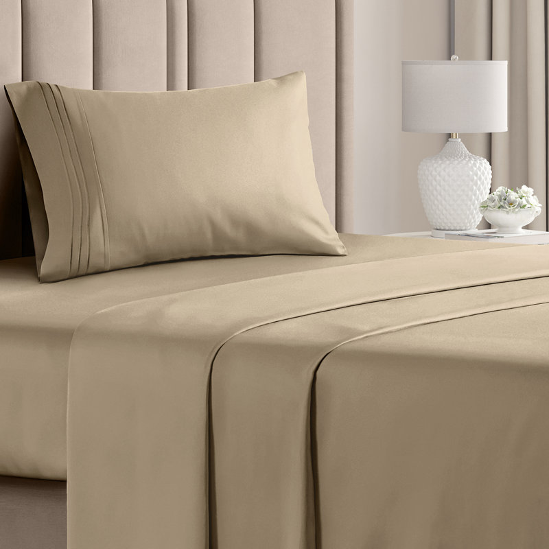 6 Piece Sheet Set, Soft Cooling Bed Sheets, Breathable & Wrinkle Free, Hotel Luxury Bedding, Cream