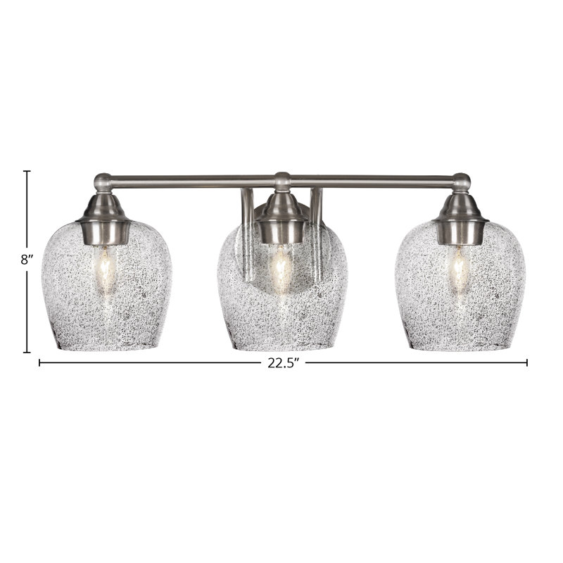 Michell 3-Light Bath Bar, Smoke Bubble, Brushed Nickel