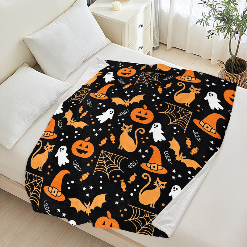 Couverture simple en flanelle JYK Halloween, Witch Hat Pattern