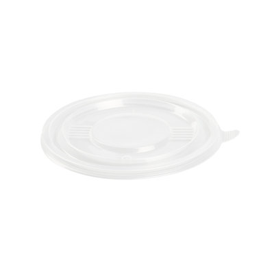 Restaurantware Plastic Lids for Containers 50 Pack Fits 12 oz To Go Boxes Clear Design Round Container Lids Sturdy Easy-Pull Tab Disposable Tight Fitting Covers for Takeaway Lunch Boxes