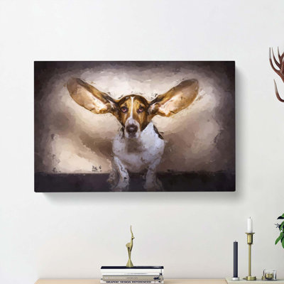 The Ears Of A Basset Hound Dog In Abstract - Wrapped Canvas