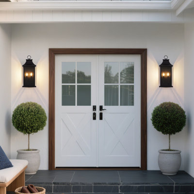 2-Light 22 In. Black Outdoor Wall Light Fixture, Waterproof  Wall Lantern Sconce Farmhouse Hardwired Wall Mounted Front Door Porch Light