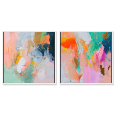 «Fusion of Shades», ensemble de 2 toiles décoratives Dopamine par Art Remedy
