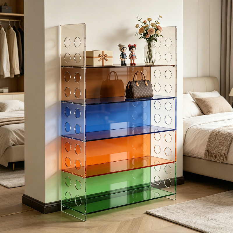 Rainbow Gradient Acrylic Display Shelf, 53.15" H x 23.62" W x 9.84" D