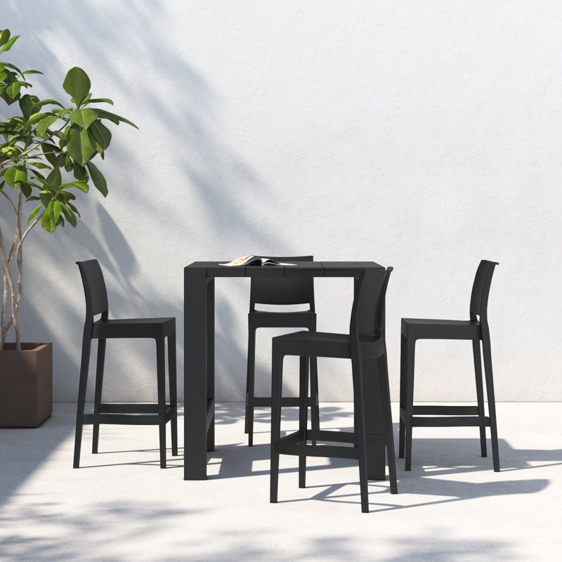 Farrah 4 - Person Patio Dining Set with Extendable, Black