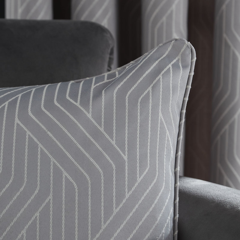 Linear Geo Jacquard 45x45cm Cushion Silver Grey