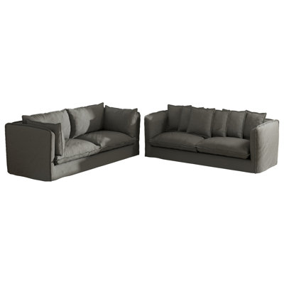 Ensemble de salon moderne avec canapé-housse 2 pièces avec coussins décoratifs Modern
