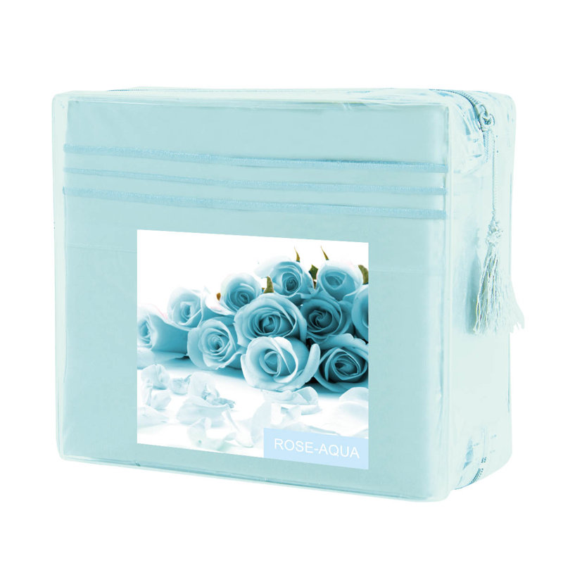 Percale Fitted Sheet, Aqua, Twin Fitted Sheet