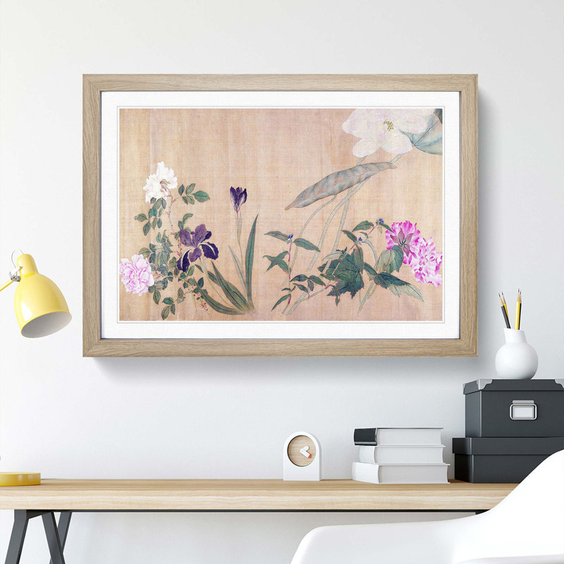 One Hundred Flowers Vol.7 by Yun Shouping - Picture Frame Painting Print, 36cm H x 48cm W x 2cm D, Oak Framed