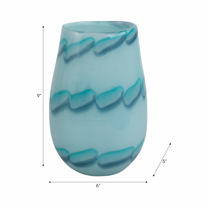 Handmade Glass Table Vase, 9" H x 6" W x 5" D