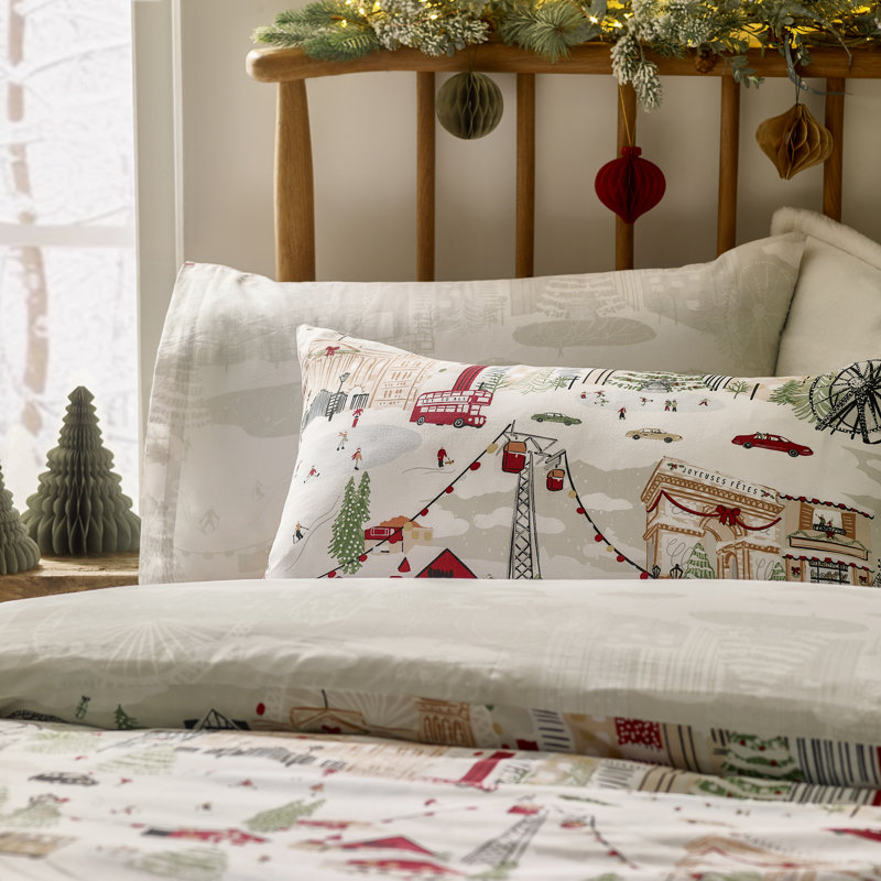 Joy To All Printed Sheet Set, Double Duvet Cover + 2 Standard Pillowcases