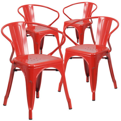 Joubert Commercial Grade Metal Indoor-Outdoor Chair with Arms
