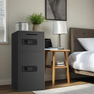 Extra Large Home Safe Box, Anti-theft Money Safe Box With Deposit Slot & Dual Alarm System, Backlit Keypad Security Document Safe For Home Office Hotel