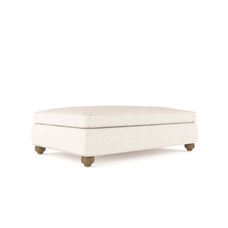 Leroy Ottoman, Plush Velvet Oyster, Weathered