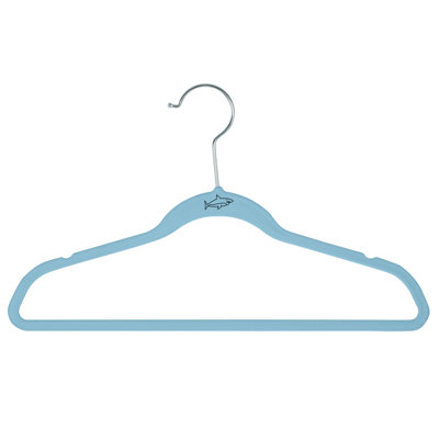  Kids 25 Pack Velvet Hangers With Shark Icon In Light Blue