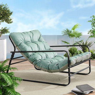 Ebern Designs Patio Outdoor Lounge Chair, Oversized Comfy Sling Recliner Chair, With Support 500lbs Extra Thick Puffy Cushion, Modern Outside Furniture For Backyard, Garden, Porch, Poolside
