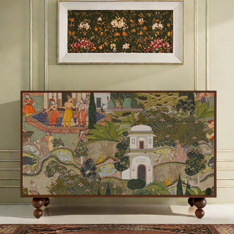 Buffet moderne Modern, Noyer + multicolore