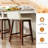 Upholstered Barstools w/ Low Back Footrest & Wood Legs for Kitchen Island-681015196-681015197-681015192