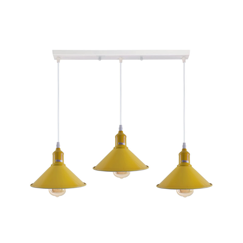 Dutcher 3 - Light Silver Kitchen Island Pendant, Yes, Yellow