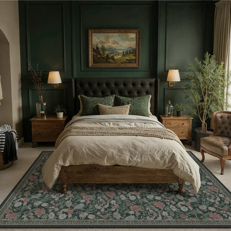 Veridian Home Persian Garden Machine Washable Area Rug, Rectangle 8' x 10', Green