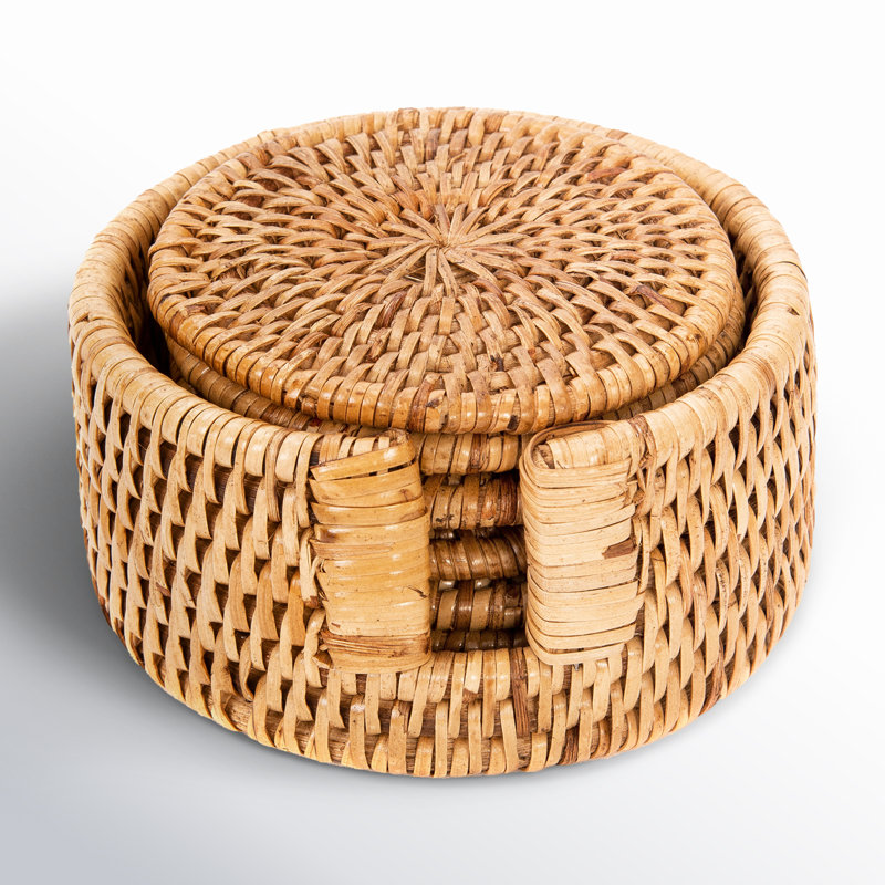 Camden Coaster Set with Holder, Brun miel