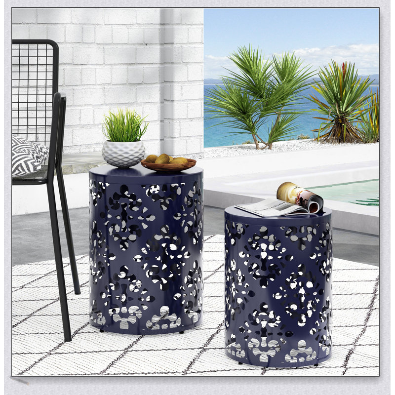 Modern Metal Side Table Set With Durable Powder-Coated Iron And Elegant Intricate Design, Perfect For Versatile Home Use