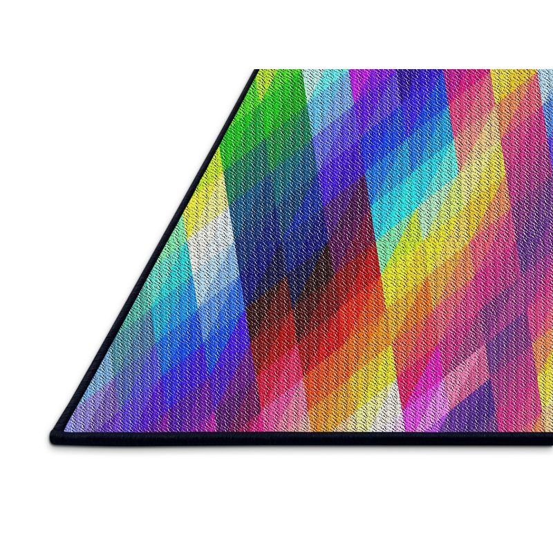 Bleu abstrait/rouge/jaune Tapis décoratif, Rectangle 5 pi x 8 pi
