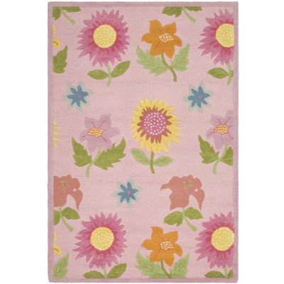 Claro Floral Handmade Tufted Pink Area Rug