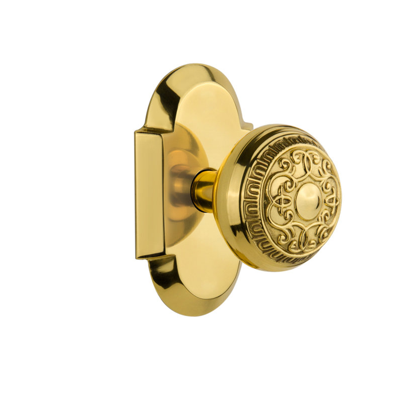 Bouton de porte d’intimité avec plaque d’artisanat oeuf &, Laiton poli, 2-3/8 po
