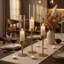 Ensemble de 3 bougeoirs ouragan, chandeliers en verre à base en fer, hauteurs étagées pour centre de table de mariage-134701041